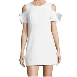NEW Milly Womens 12 Tie Mod Dress White Cold Shoulder Wedding Bridal Elopement